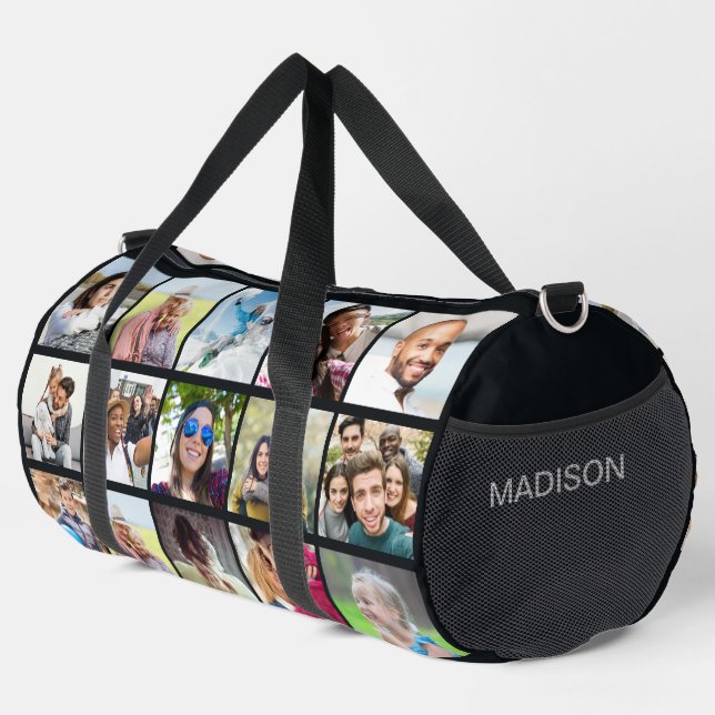 YOUR 15 Photos & Name Custom Duffle Bag (Right Corner)