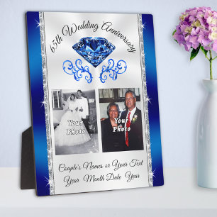Your 1, 2 PHOTOS 65th Wedding Anniversary Presents Plaque