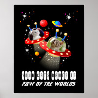 Your 2 Cats in an Alien Spaceship UFO Sci Fi Scene