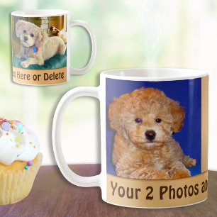 Your 2 Photos and Text Personalised Coffee Mugs