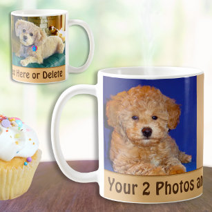 Your 2 Photos and Text Personalised Coffee Mugs