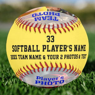 Your 2 Photos and Text Personalised Softball Ball
