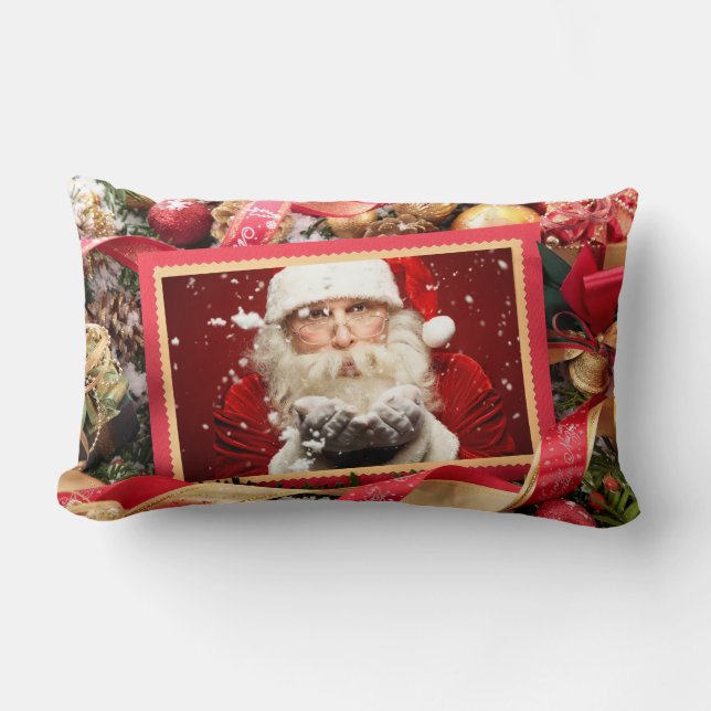 YOUR 2 PHOTOS custom Christmas throw pillows (Front)