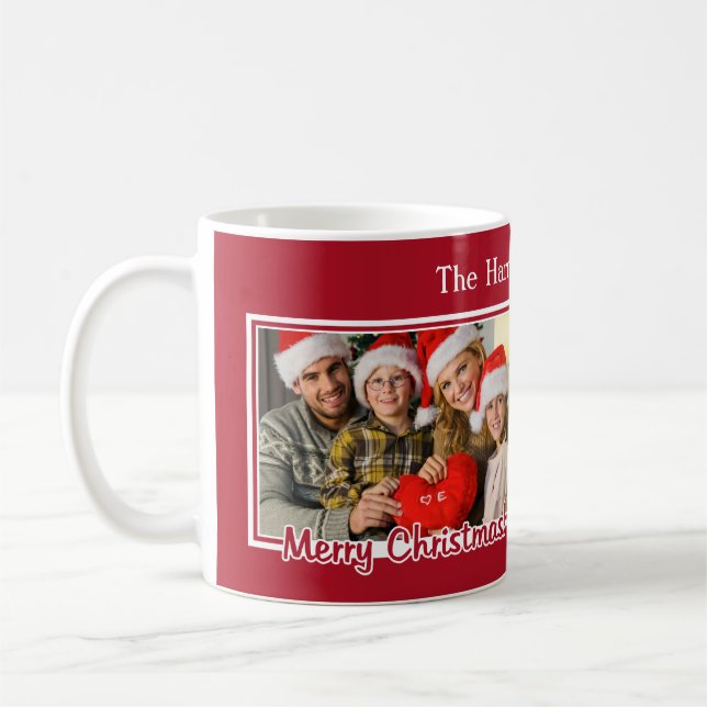YOUR 2 PHOTOS & NAME custom Christmas mugs (Left)