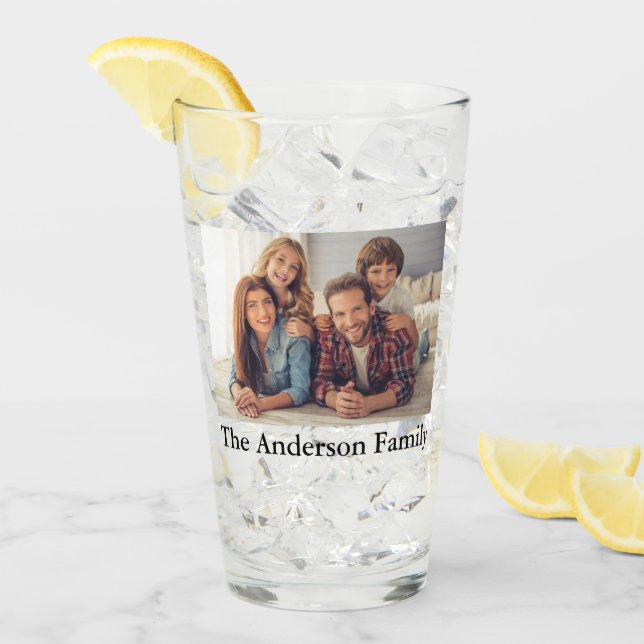YOUR 2 photos & name custom Glass (Front Ice)