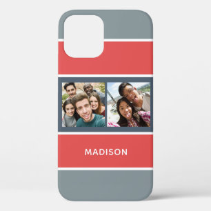 YOUR 2 PHOTOS & NAME Stripes Pattern phone cases
