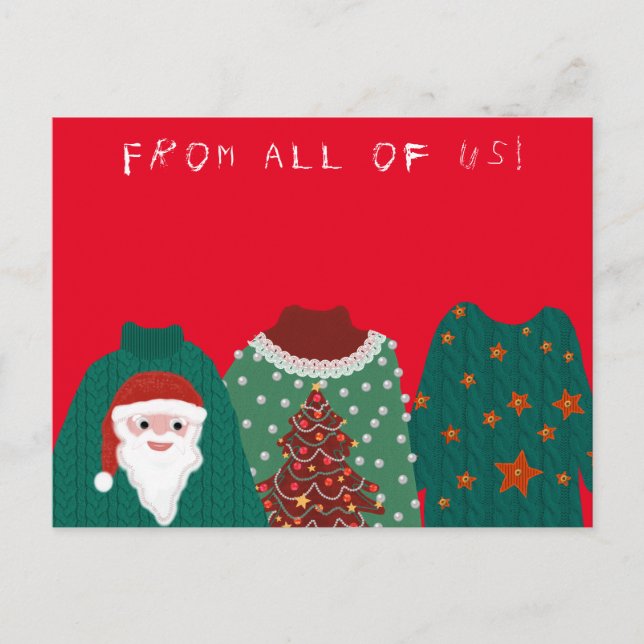 Your 3 Cats in Ugly Christmas Sweaters Postcard (Front)