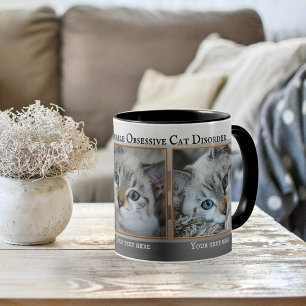 Your 3 Cute Cat Photos Grey Striped Mug