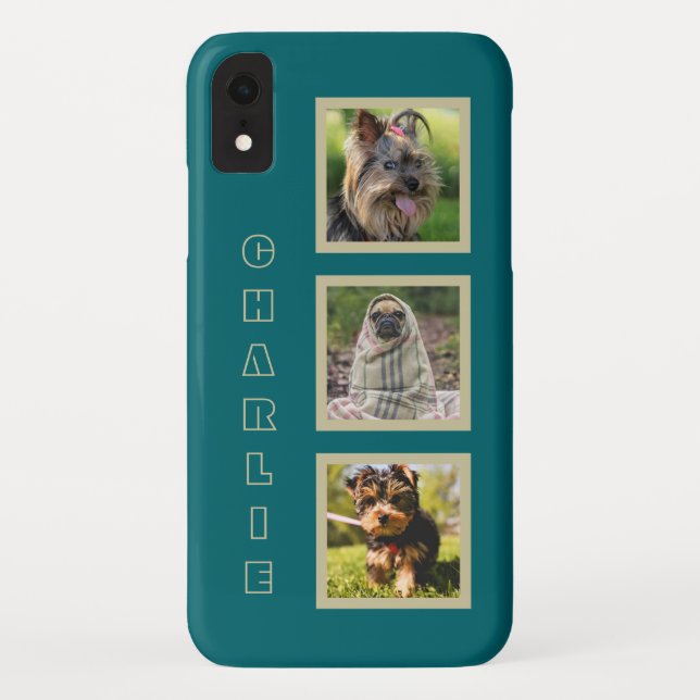 YOUR 3 PHOTOS & custom name phone cases (Back)