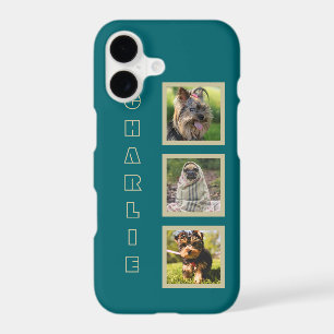 YOUR 3 PHOTOS & custom name phone cases