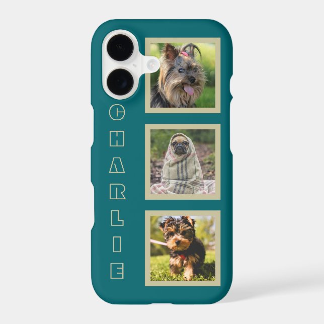 YOUR 3 PHOTOS & custom name phone cases (Back)