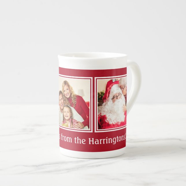 YOUR 3 PHOTOS & CUSTOM TEXT Christmas mug (Front Right)