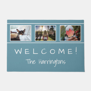 YOUR 3 PHOTOS & TEXT door mats