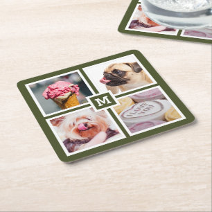 YOUR 4 INSTAGRAM PHOTOS & MONOGRAM coasters