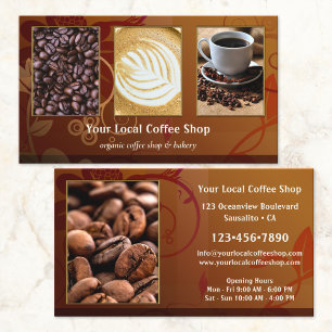 Your 4 Photos Coffee Shop Floral Design Business Card