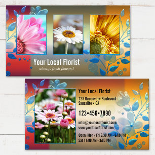 Your 4 Photos Colourful Flowers Florist Portfolio Business Card