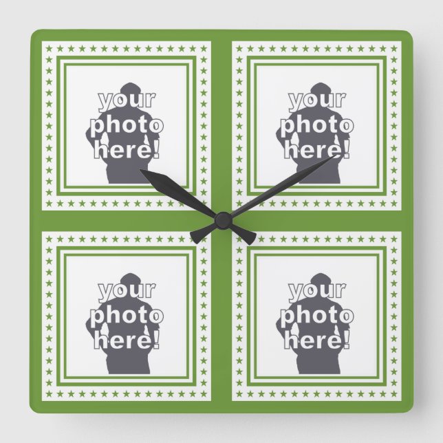 YOUR 4 PHOTOS custom colour wall clock (Front)