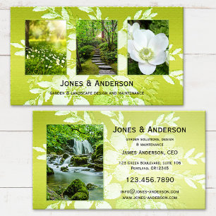 Your 4 Photos Green Garden Portfolio Business Card