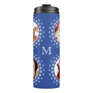 YOUR 4 PHOTOS in a Snowflake Frame custom  tumbler