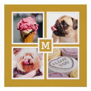 YOUR 4 PHOTOS & MONOGRAM custom poster