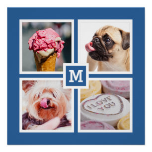 YOUR 4 PHOTOS & MONOGRAM custom poster