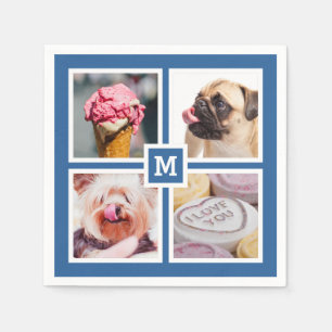 YOUR 4 PHOTOS & MONOGRAM paper napkins