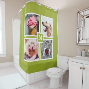 YOUR 4 PHOTOS & MONOGRAM shower curtain