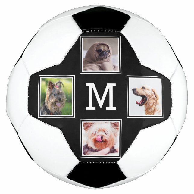 YOUR 4 PHOTOS & MONOGRAM soccer ball (Front)