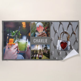YOUR 4 PHOTOS & NAME custom beach towel
