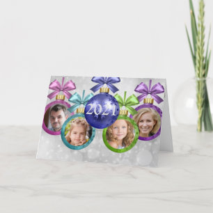 Your 4 Photos Ornaments Folded Holiday Card