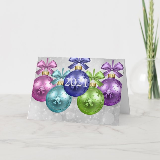 Your 4 Photos Ornaments Folded Holiday Card (Front)