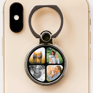 Your 4 Photos Rounded Phone Ring Stand Grip