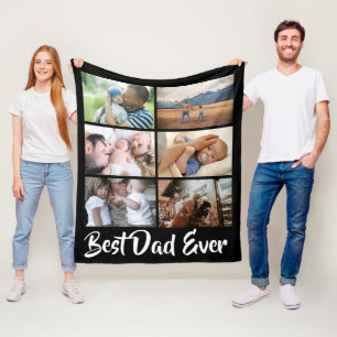YOUR 6 photo best dad ever photo collage DIY Fleece Blanket