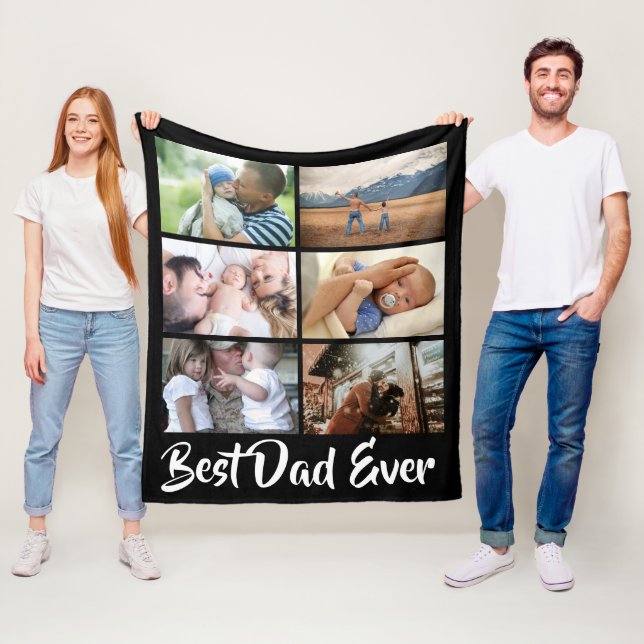 YOUR 6 photo best dad ever photo collage DIY Fleece Blanket (In Situ)