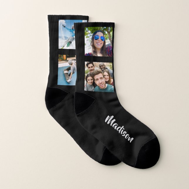 YOUR 8 instagram Photos & Name custom socks (Pair)