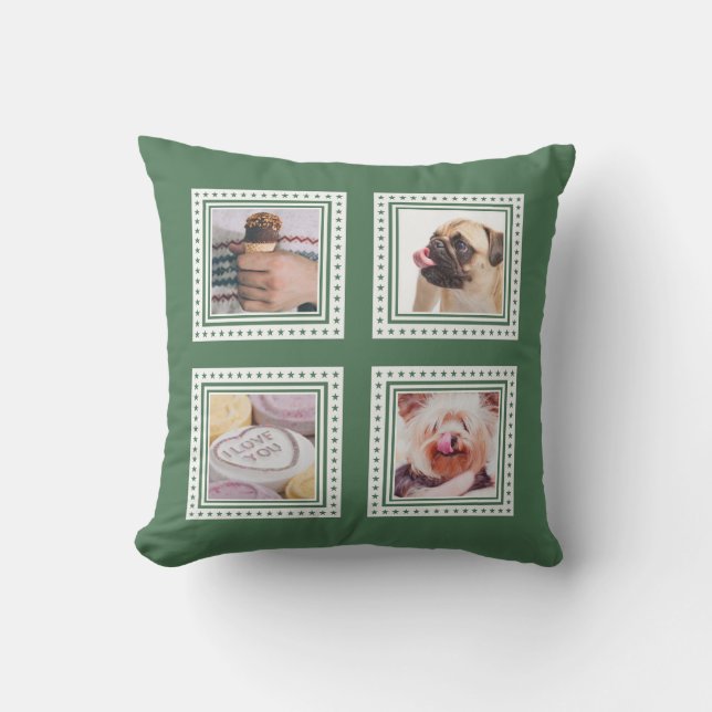 YOUR 8 PHOTOS custom colour throw pillows (Front)