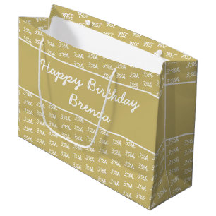 Your Age Number Pattern - Gold & White Large Gift Bag