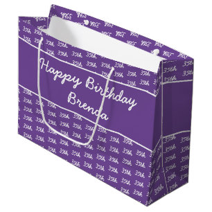 Your Age Number Pattern - purple & White Large Gift Bag