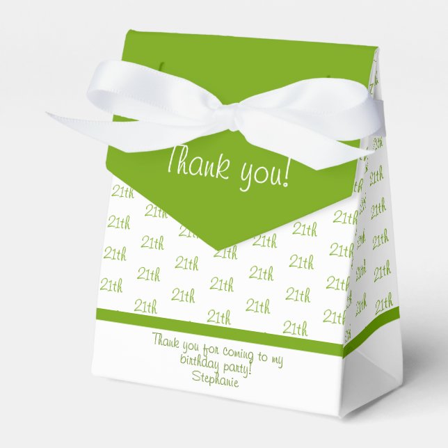 Your Age Offset Number Pattern - Green/White Favour Box (Front Side)