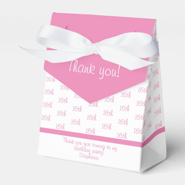 Your Age Offset Number Pattern - Pink/White Favour Box (Front Side)