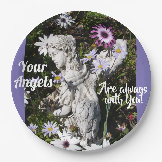 Your Angels Are Always with You Floral Angel Paper Plate (Front)