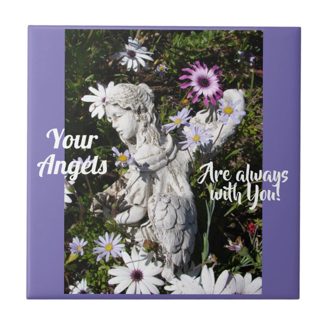 Your Angels Are Always with You Floral Angel Tile (Front)