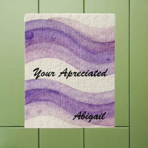Your Appreciated Retro Watercolor Wavy Purple Name Jigsaw Puzzle