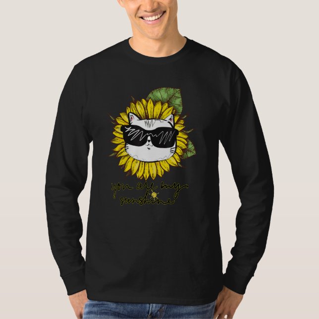 Your Are My Sunshine Cat Sunflower Cat T-Shirt (Front)