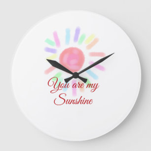Your are my sunshine red colourful watercolor past large clock