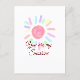 Your are my sunshine red colourful watercolor past postcard