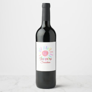 Your are my sunshine red colourful watercolor past wine label