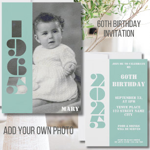 Your baby photo born 1965 60th birthday Invitation