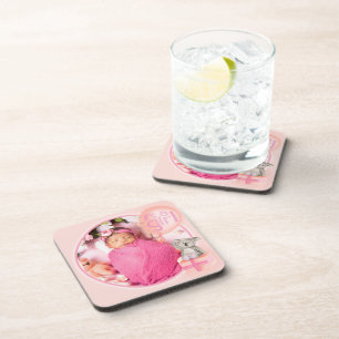 Your baby photo "It's a Girl" set of 6 coasters