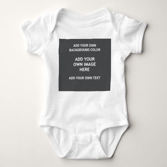 Your background colour, your image, your own text baby bodysuit (Front)